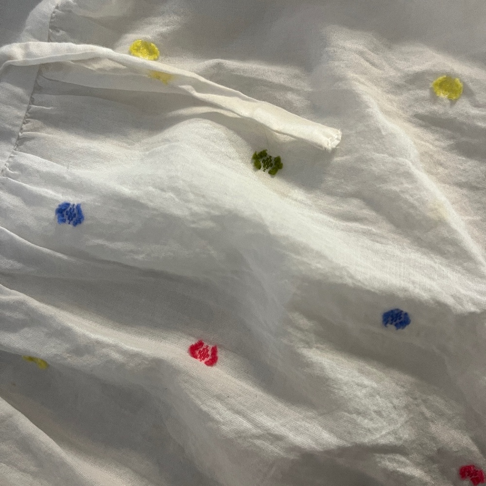 Lou & Grey White Tiered Dress with Multicolor Dot Embroidery - Picture 2 of 6
